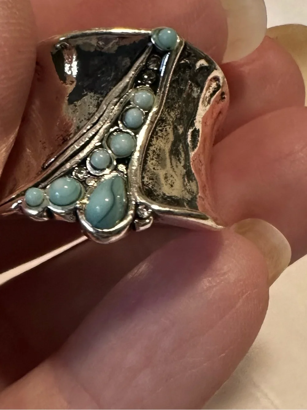 Silver tone Turquoise Accent Women's Ring size 8